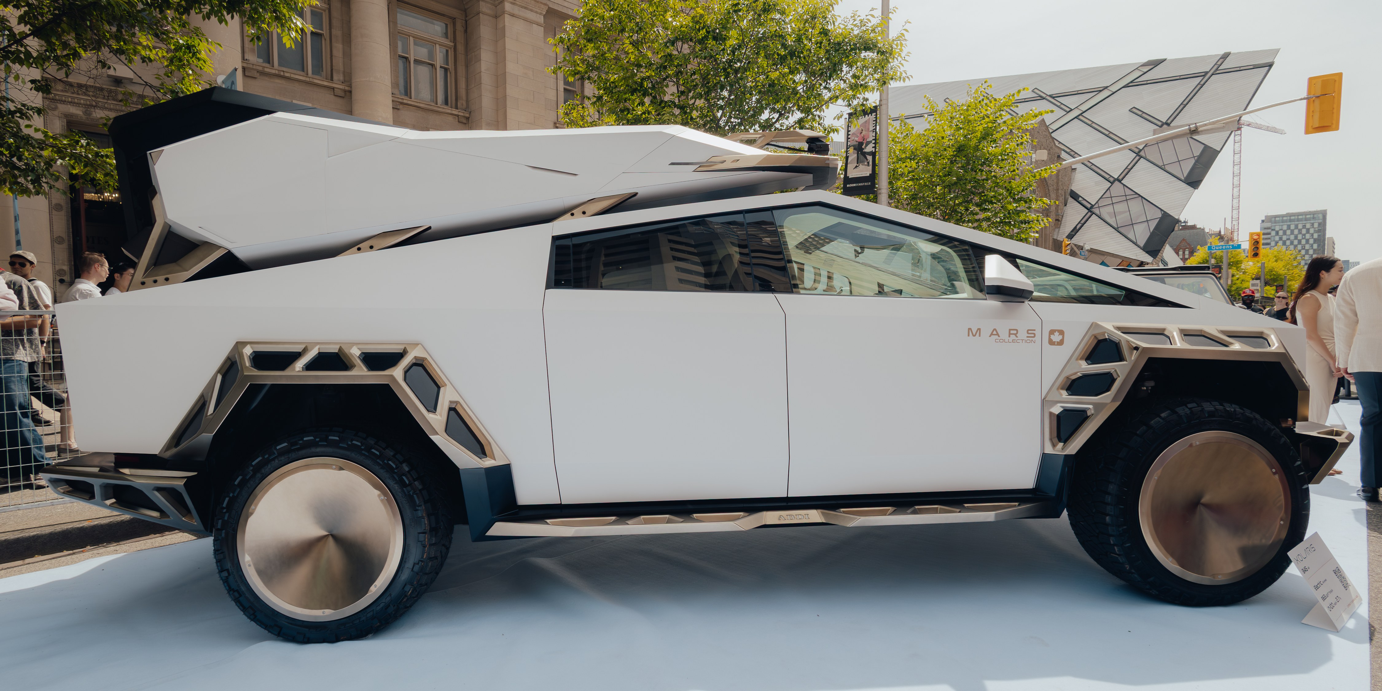Xolaris on public display in Yorkville, Toronto — full side profile with MARS Collection livery